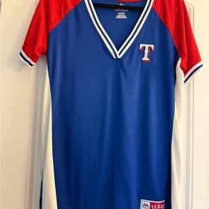Majestic Texas Blue and Red Cool Base Jersey